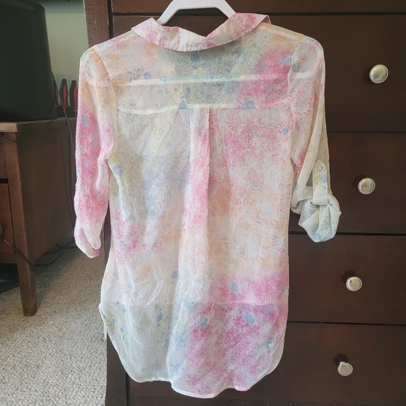 Multicolor sheer button up - Picture 3 of 7